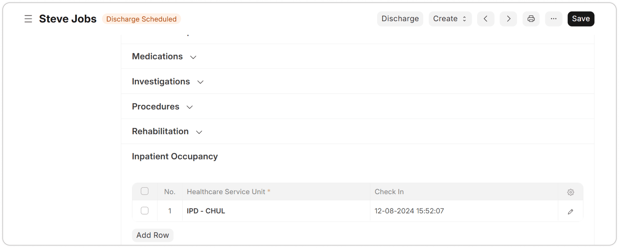 Inpatient occupancy and discharge tracking